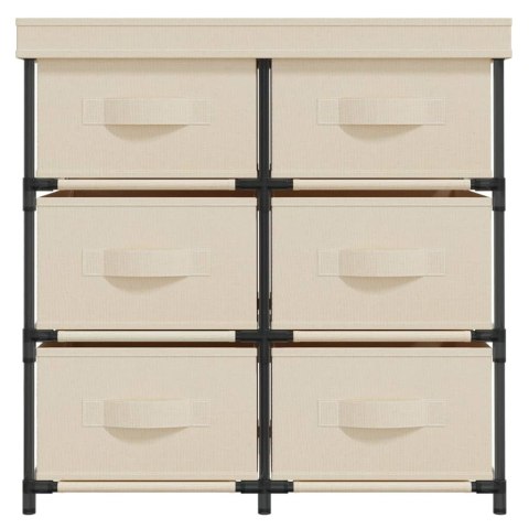 Szafka z 6 szufladami, 55x29x55 cm, kremowa, stal