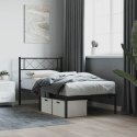 Metalowa rama łóżka z wezgłowiem, czarna, 75x190 cm