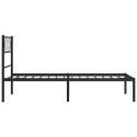 Metalowa rama łóżka z wezgłowiem, czarna, 90x200 cm