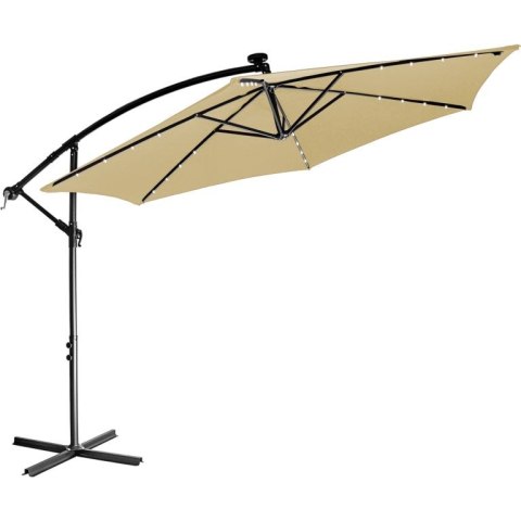 STILISTA Parasol ogrodowy z rączką 3,5m beżowy + LED