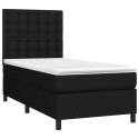 Łóżko kontynentalne z materacem, czarne, 100x200 cm, tkanina