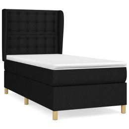 Łóżko kontynentalne z materacem, czarne, tkanina, 100x200 cm