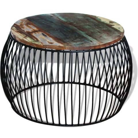 Stolik kawowy z drewna odzyskanego, okrągły, 68 x 37 cm