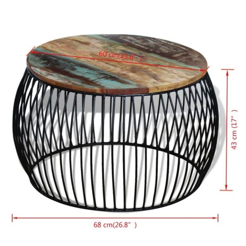 Stolik kawowy z drewna odzyskanego, okrągły, 68 x 37 cm