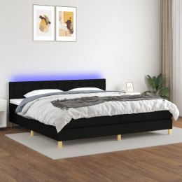 Łóżko kontynentalne z materacem, czarne, 200 x 200 cm, tkanina