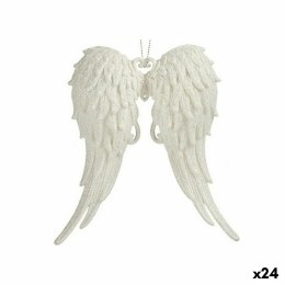 Ozdoby świąteczne Skrzydła anioła Biały Plastikowy Brokat 13 x 14,5 x 2,5 cm (24 Sztuk)