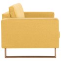 Sofa 2-osobowa, tapicerowana tkaniną, żółta