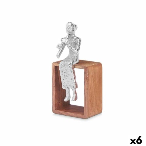 Figurka Dekoracyjna Flet Prosty Srebrzysty Drewno Metal 13 x 27 x 13 cm