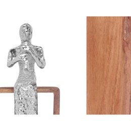 Figurka Dekoracyjna Flet Prosty Srebrzysty Drewno Metal 13 x 27 x 13 cm