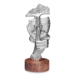 Figurka Dekoracyjna Twarz Srebrzysty Drewno Metal 12 x 29 x 11 cm