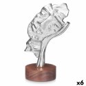 Figurka Dekoracyjna Twarz Srebrzysty Drewno Metal 16,5 x 26,5 x 11 cm