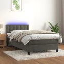 Łóżko kontynentalne z materacem i LED, szary aksamit, 80x200 cm