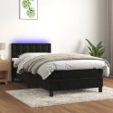 Łóżko kontynentalne z materacem i LED, czarny aksamit 80x200 cm
