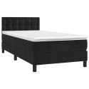 Łóżko kontynentalne z materacem i LED, czarny aksamit 80x200 cm