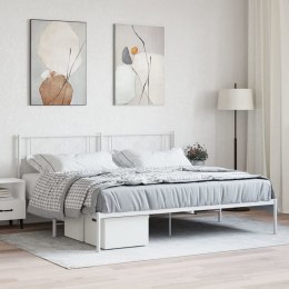 Metalowa rama łóżka z wezgłowiem, biała, 200x200 cm