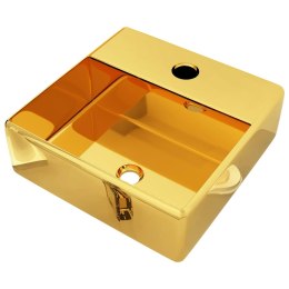 Umywalka z otworem na baterię, 38x30x11,5 cm, ceramiczna, złota