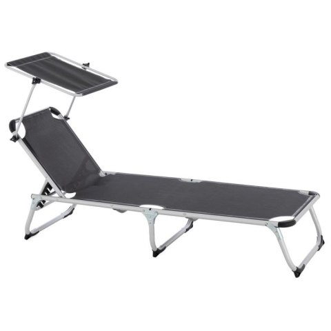 Leżak ogrodowy, składany z daszkem, antracyt 187 cm
