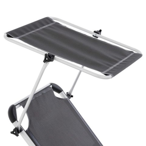 Leżak ogrodowy, składany z daszkem, antracyt 187 cm