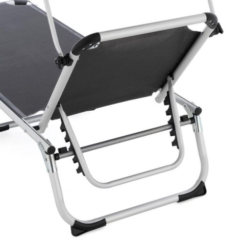 Leżak ogrodowy, składany z daszkem, antracyt 187 cm