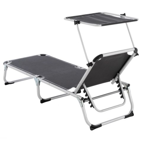 Leżak ogrodowy, składany z daszkem, antracyt 187 cm