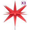 Gwiazdy morawskie LED z prętami, 3 szt., czerwone, 57 cm