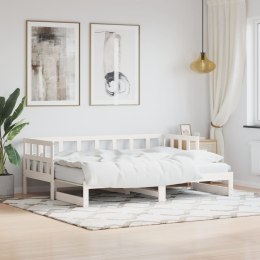 Łóżko dzienne rozsuwane, białe, 90x190 cm, lite drewno sosnowe