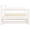 Łóżko dzienne rozsuwane, białe, 90x200 cm, lite drewno sosnowe