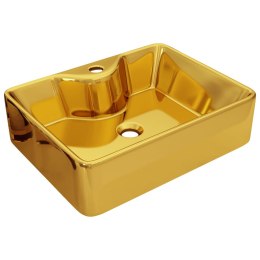 Umywalka z otworem na baterię, 48x37x13,5 cm, ceramiczna, złota