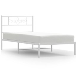 Metalowa rama łóżka z wezgłowiem, biała, 100x200 cm