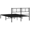 Metalowa rama łóżka z wezgłowiem, czarna, 120x200 cm