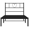 Metalowa rama łóżka z wezgłowiem, czarna, 90x190 cm