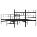 Metalowa rama łóżka z wezgłowiem i zanóżkiem, czarna, 140x190cm