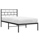 Metalowa rama łóżka z wezgłowiem, czarna, 107x203 cm