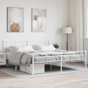 Metalowa rama łóżka z wezgłowiem i zanóżkiem, biała, 200x200 cm