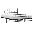 Metalowa rama łóżka z wezgłowiem i zanóżkiem, czarna, 135x190cm