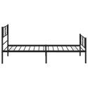 Metalowa rama łóżka z wezgłowiem i zanóżkiem, czarna, 100x190cm