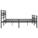 Metalowa rama łóżka z wezgłowiem i zanóżkiem, czarna, 200x200cm