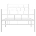 Metalowa rama łóżka z wezgłowiem i zanóżkiem, biała, 90x190 cm