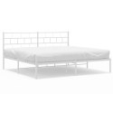 Metalowa rama łóżka z wezgłowiem, biała, 193x203 cm