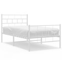 Metalowa rama łóżka z wezgłowiem i zanóżkiem, biała, 100x200 cm
