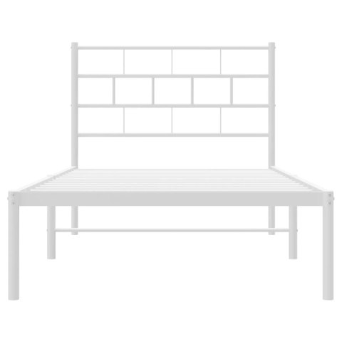 Metalowa rama łóżka z wezgłowiem, biała, 80x200 cm