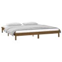 Rama łóżka z LED, miodowy brąz, 140x190 cm, lite drewno