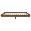 Rama łóżka z LED, miodowy brąz, 140x200 cm, lite drewno