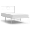 Metalowa rama łóżka z wezgłowiem, biała, 107x203 cm