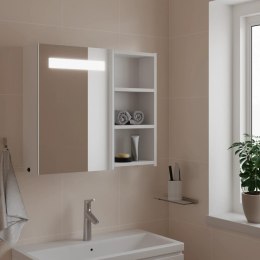 Szafka łazienkowa z lustrem i LED, biała, 60x13x52 cm
