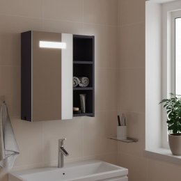 Szafka łazienkowa z lustrem i LED, szara, 45x13x52 cm