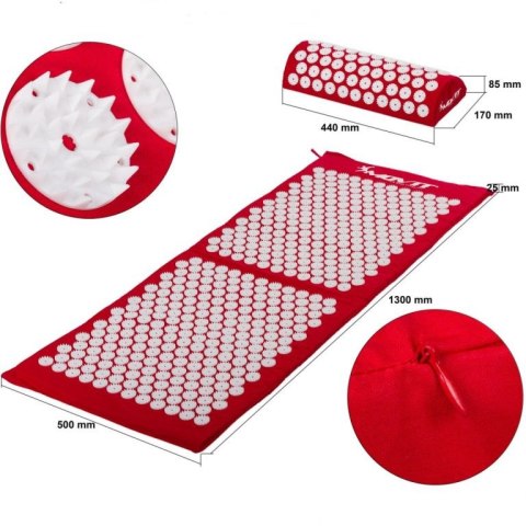 Mata do akupresury z poduszką Movit 130 x 50 cm - czerwona Mata do akupresury z poduszką Movit 130 x 50 cm - czerwona