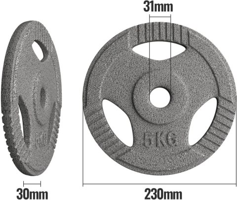 Physionics Zestaw obciążeń 6 x 5 kg, 31 mm Physionics Zestaw obciążeń 6 x 5 kg, 31 mm