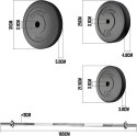 PHYSIONIC Zestaw hantli do podnoszenia z ciężarkami 74 kg,