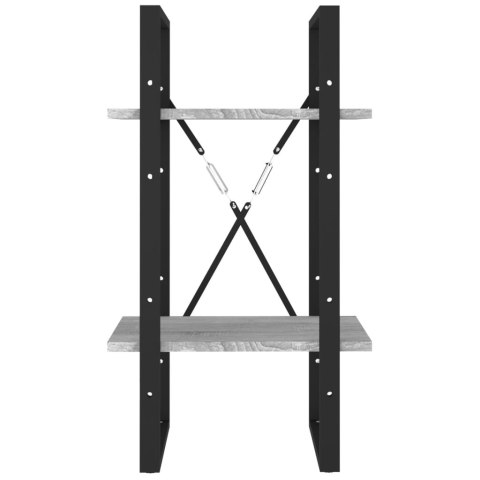 Regał na książki z 2 półkami, szary dąb sonoma, 40x30x70 cm